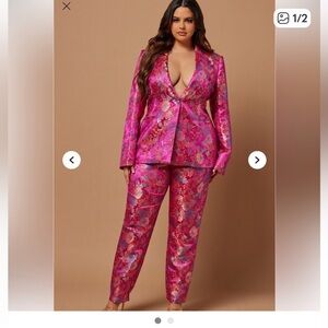 Pink Embroidered Women's Pant Suit